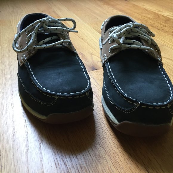 Rockport Works, leather, steel toe ladies boat shoes size 11W, Navy Blue - Picture 3 of 9